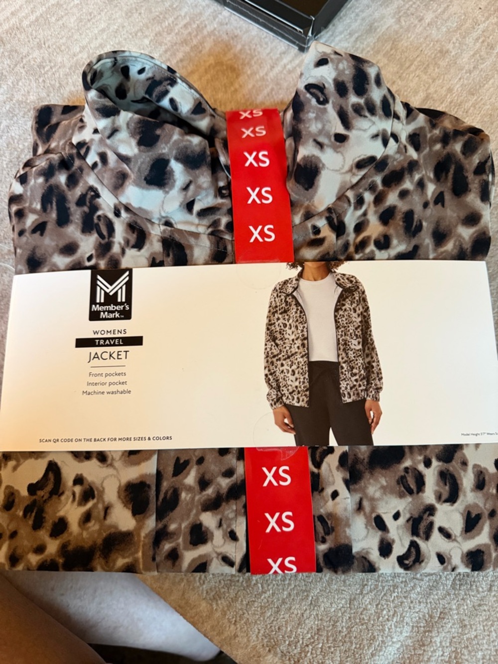 Member's Mark Women's Leopard Print Travel Jacket - XS - Brown/Black